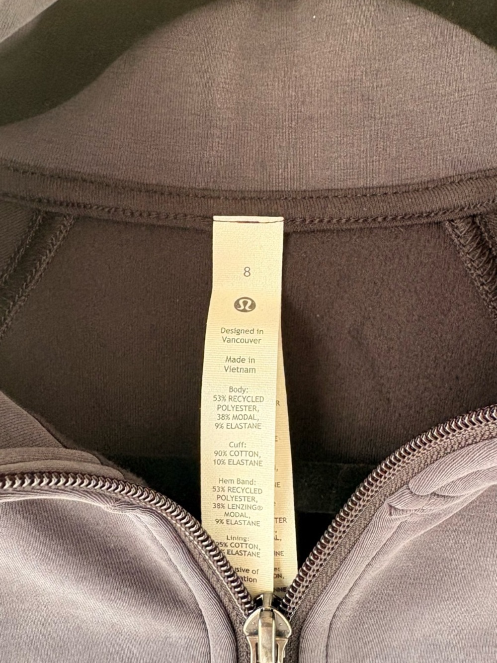lululemon brushed softstreme funnel neck zip up Charcoal NWT Jacket SIZE 8 - Picture 7 of 8